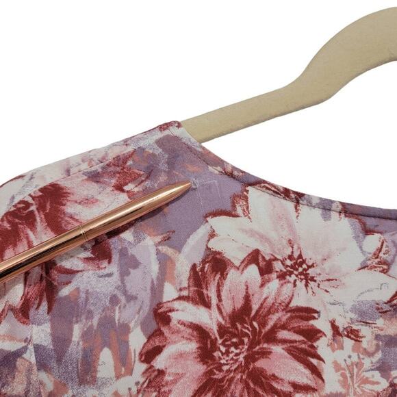 Andree By Unit Purple Floral Blouse 1x Half Sleeve Bell Sleeve - Picture 8 of 11